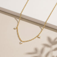 0.30CTW Baguette Cut Lab Grown Diamond Station Pendant Necklace Gold