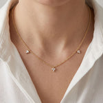 0.30CTW Baguette Cut Lab Grown Diamond Station Pendant Necklace Gold