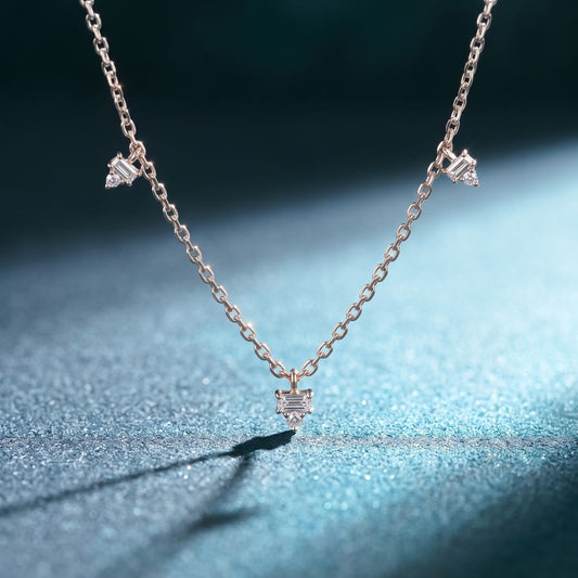 0.30CTW Baguette Cut Lab Grown Diamond Station Pendant Necklace White