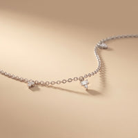 0.30CTW Baguette Cut Lab Grown Diamond Station Pendant Necklace White