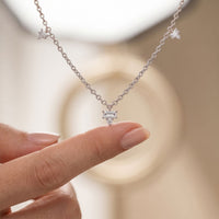 0.30CTW Baguette Cut Lab Grown Diamond Station Pendant Necklace White