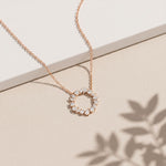 1.70CTW Mixed Cut Lab Grown Diamond Open Circle Pendant Necklace Rose Gold