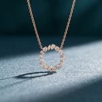 1.70CTW Mixed Cut Lab Grown Diamond Open Circle Pendant Necklace Rose Gold