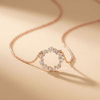 1.70CTW Mixed Cut Lab Grown Diamond Open Circle Pendant Necklace Rose Gold