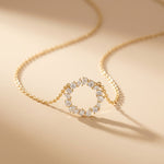 1.70CTW Mixed Cut Lab Grown Diamond Open Circle Pendant Necklace Gold