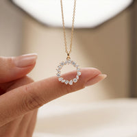 1.70CTW Mixed Cut Lab Grown Diamond Open Circle Pendant Necklace Gold