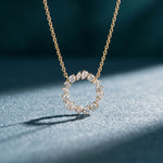 1.70CTW Mixed Cut Lab Grown Diamond Open Circle Pendant Necklace Gold