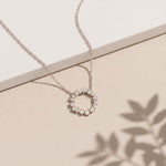 1.70CTW Mixed Cut Lab Grown Diamond Open Circle Pendant Necklace White