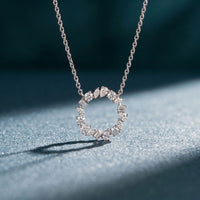 1.70CTW Mixed Cut Lab Grown Diamond Open Circle Pendant Necklace White