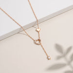 0.3CTW Round Cut Lab Grown Diamond Drop Pendant Necklace Rose Gold