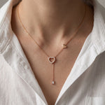 0.3CTW Round Cut Lab Grown Diamond Drop Pendant Necklace Rose Gold