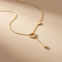 0.3CTW Round Cut Lab Grown Diamond Drop Pendant Necklace Gold
