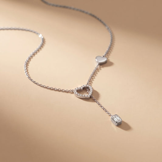 0.3CTW Round Cut Lab Grown Diamond Drop Pendant Necklace White