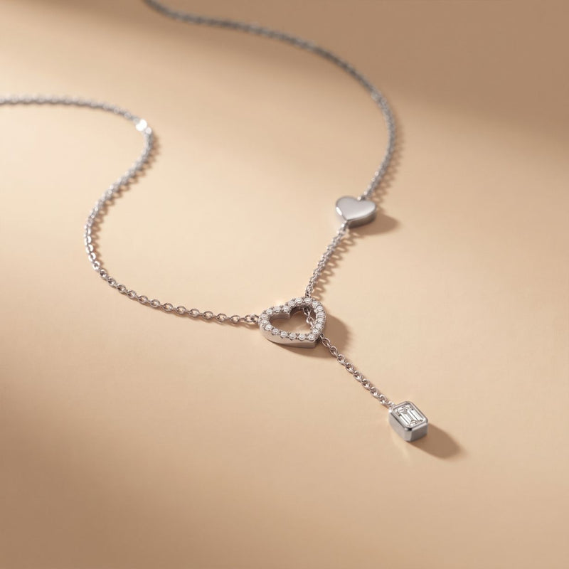 0.3CTW Round Cut Lab Grown Diamond Drop Pendant Necklace White