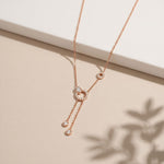 0.65CTW Round Cut Lab Grown Diamond Open Circle Tassel Pendant Necklace Rose Gold