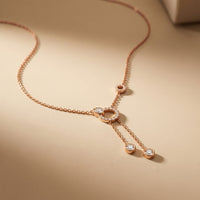 0.65CTW Round Cut Lab Grown Diamond Open Circle Tassel Pendant Necklace Rose Gold