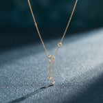 0.65CTW Round Cut Lab Grown Diamond Open Circle Tassel Pendant Necklace Gold