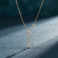 0.65CTW Round Cut Lab Grown Diamond Open Circle Tassel Pendant Necklace Gold