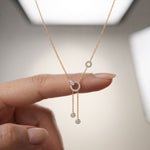 0.65CTW Round Cut Lab Grown Diamond Open Circle Tassel Pendant Necklace Gold