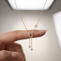 0.65CTW Round Cut Lab Grown Diamond Open Circle Tassel Pendant Necklace Gold