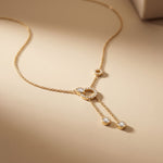 0.65CTW Round Cut Lab Grown Diamond Open Circle Tassel Pendant Necklace Gold