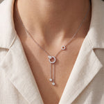 0.65CTW Round Cut Lab Grown Diamond Open Circle Tassel Pendant Necklace White