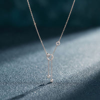 0.65CTW Round Cut Lab Grown Diamond Open Circle Tassel Pendant Necklace White