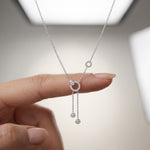 0.65CTW Round Cut Lab Grown Diamond Open Circle Tassel Pendant Necklace White
