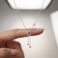 0.65CTW Round Cut Lab Grown Diamond Open Circle Tassel Pendant Necklace White
