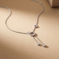 0.65CTW Round Cut Lab Grown Diamond Open Circle Tassel Pendant Necklace White