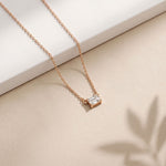 0.25CTW Emerald Cut Lab Grown Diamond Solitaire Bar Pendant Necklace Rose Gold