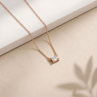 0.25CTW Emerald Cut Lab Grown Diamond Solitaire Bar Pendant Necklace Rose Gold