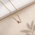 0.25CTW Emerald Cut Lab Grown Diamond Solitaire Bar Pendant Necklace Gold