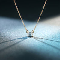 0.25CTW Emerald Cut Lab Grown Diamond Solitaire Bar Pendant Necklace Gold
