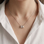 0.25CTW Emerald Cut Lab Grown Diamond Solitaire Bar Pendant Necklace White