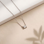 0.25CTW Emerald Cut Lab Grown Diamond Solitaire Bar Pendant Necklace White