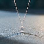 1.95CTW Emerald Cut Lab Grown Diamond Halo Pendant Necklace White