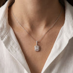 1.95CTW Emerald Cut Lab Grown Diamond Halo Pendant Necklace White