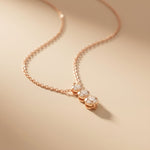1.10CTW Round Cut Lab Grown Diamond Three Stone Drop Pendant Necklace Rose Gold