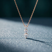1.10CTW Round Cut Lab Grown Diamond Three Stone Drop Pendant Necklace Rose Gold