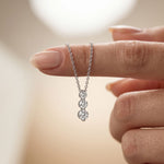 1.10CTW Round Cut Lab Grown Diamond Three Stone Drop Pendant Necklace White