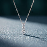 1.10CTW Round Cut Lab Grown Diamond Three Stone Drop Pendant Necklace White