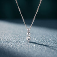1.10CTW Round Cut Lab Grown Diamond Three Stone Drop Pendant Necklace White