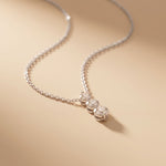 1.10CTW Round Cut Lab Grown Diamond Three Stone Drop Pendant Necklace White