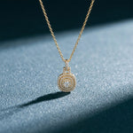 0.10CTW Cushion Cut Lab Grown Diamond Pavé Pendant Necklace Gold