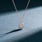 0.10CTW Cushion Cut Lab Grown Diamond Pavé Pendant Necklace White