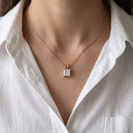 1.05CTW Princess Cut Lab Grown Diamond Solitaire Pendant Necklace Rose Gold