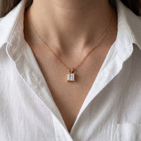 1.05CTW Princess Cut Lab Grown Diamond Solitaire Pendant Necklace Rose Gold