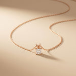1.05CTW Princess Cut Lab Grown Diamond Solitaire Pendant Necklace Rose Gold