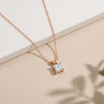 1.05CTW Princess Cut Lab Grown Diamond Solitaire Pendant Necklace Rose Gold